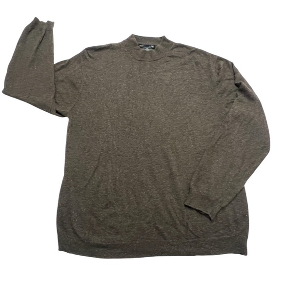 Geoffrey Beene Mens Large Silk Angora Cashmere Blend Knit Sweater Brown Classy - Picture 1 of 10